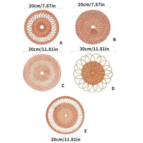 LEIQI Handwoven Rattan Round Flat Wall Basket Nordic Styles Artisanal Weave Hanging Wall Decors for Living Room - size: B