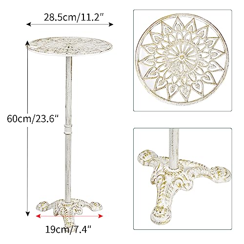 Sungmor Heavy Duty Cast Iron Potted Plant Stand, 24.2" Tall Metal Plant Stand, Vintage & Rustic Style Flower Stand Indoor Outdoor Garden Table, Decorative Flower Pot Holder for Balcony Patio - color: Antique White - 24.2INCH