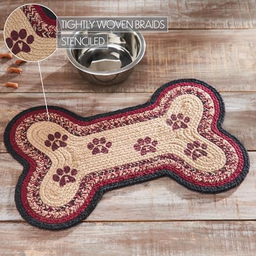 VHC Brands Braided Cotton Rug Small, Cotton Area Rug, Accent Rug, Floor Decor, Connell Collection, Bone Shape 11.5x17.5, Burgundy - size: 11.5x17.5
