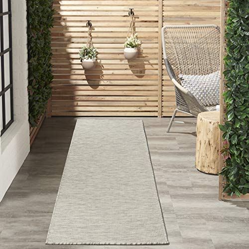 Nourison Home Positano Light Grey 2'2" x 12' Area Rug - Easy Clean, Non Shedding, Bed Room, Living Room, Dining Room, Kitchen (12' Runner) - color: Light Grey, size: 2'2" x 12' (Runner)