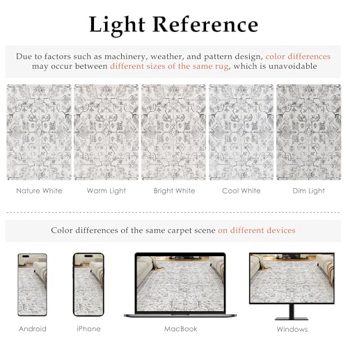 PureCozy Grey 2x3 Entryway Rug Vintage Area Carpet Indoor Kitchen Washable Door Mat Entrance Small Low Pile Traditional Distressed Retro Accent Throw Rug Non Slip Office Bathroom - color: Neutral Grey, size: 2' x 3' (Rectangular)