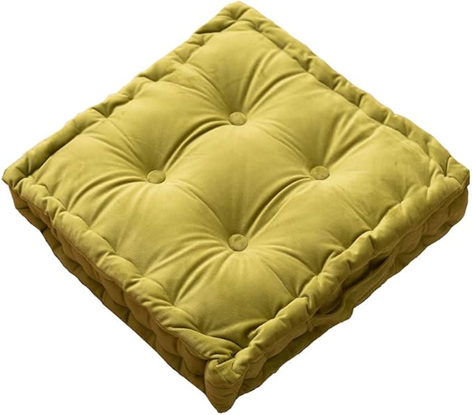 vctops Square Chair Pad Pillow with Handle Super Soft Floor Tatami Seat Cushion Thick Velvet Chair Pads Cushion for Kitchen Dining Office Chair (Grass Green,17"x17")
