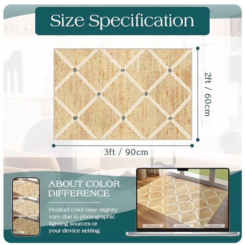 Front Door Mat Indoor - 2x3 Non-Slip Front Door Rug Washable Doormat Indoor Outdoor Entrance Woven-Look Beige Farmhouse Geometric Small Throw Rugs for Entryway Bedroom Kitchen Laundry Room - color: Lattice - Natural Wheat / Ivory, size: 2' x 3' (Rectangul