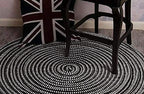 Hand Woven Round Area Rugs Living Room Bedroom Study Computer Chair Cushion Base Mat Round Carpet Lifts Basket Swivel Chair Pad Coffee Table Rug(2' Round, Black/White) - color: Black/White, size: 2' Round