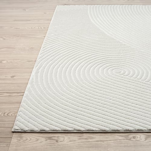 Abani Cream Area Rug for Living Room, Bedroom- Zen Reiki Pattern- 6' Round -Durable & Easy to Clean - color: Cream, size: 6' (Round)
