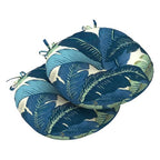 LVTXIII Outdoor Bistro Chair Cushions, 15"x15"x4" Round Patio Chair Cushions, All Weather Tufted Seat Cushions for Patio Furniture Use, Set of 2, Swaying Palms Blue - color: Swaying Palms Blue