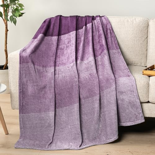 PAVILIA Purple Ombre Fleece Throw Blanket 50x60, Soft Lightweight Flannel Blanket for Couch Sofa Bed, Plush Lavender Lilac Gradient Microfiber Decorative Throw Gift - color: Gradient - Purple, size: 50 x 60 Inches - Throw