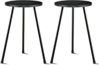 Black Tall Plant Stand Indoor Set of 2, Mid Century Wood Plant Table for Flower Pots, Metal Plant Holder, Modern Home Decor Small Round Side End Table (11.8"x20")