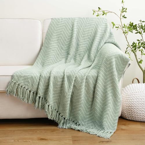 BATTILO HOME Sage Green Throw Blanket for Couch, Knit Sage Throw Blanket Versatile for Couch, Super Soft Warm Spring Blanket for Bed Sofa, 50"x60" - color: Sage Green, size: 50"x60"