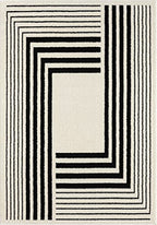 Abani Geometric Beige/Black Area Rug - 8'x10' - Modern 3D Lines Design - Deco Collection - Easy to Clean - Durable for High Traffic Areas -Living Room, Dining Room - Medium Pile - color: Geometric, size: 8' x 10' (Rectangular)