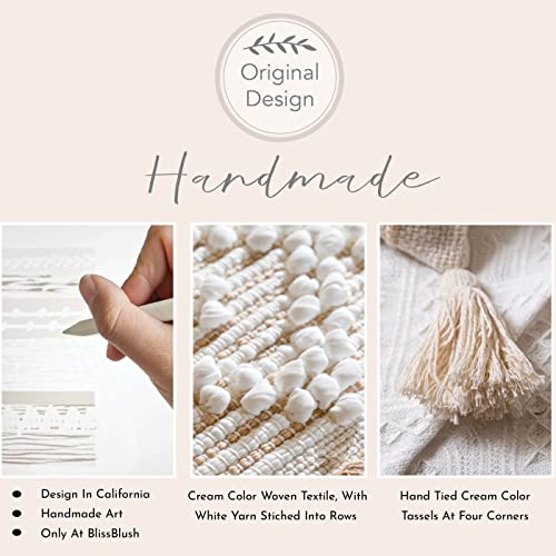 BlissBlush Cream White Boho Throw Pillow Cover 20X20, Boho Woven Textured Pillow Cover, Neutral Pillow Cover, Sofa Couch Bed Farmhouse Lumbar Pillow (Cover ONLY) - color: Cream, size: 20" x 20" (Pack of 1)