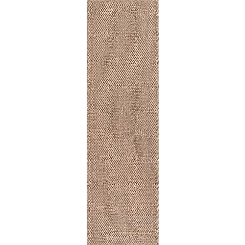 CAMILSON Indoor and Outdoor Runner Rug Natural Solid Boho Woven Design Easy-Cleaning Non Shedding Farmhouse Living Room Bedroom Garden Patio and Kitchen Washable Outside Carpet Alfombras (2x7) - color: Basketweave/Natural, size: 2' x 7' (Rectangular)