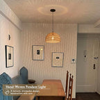 2 Pack Hemp Rope Woven Pendant Light Woven Light Fixture Boho Chandelier Light Fixture Wicker Pendant Lights Rattan Dome Wicker Chandelier for Dining Room Kitchen Island (Bulb Incl. - color: 12.2" Natural 2-Pack