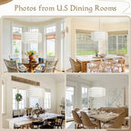 23 inch White 5 Light Rattan Light Fixture Woven Pendant Lights Rattan Farmhouse Chandeliers Fabric Shade Boho Chandelier for Dinning Room Kitchen - color: 23"-White-Prism