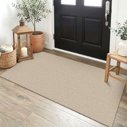 EARTHALL Washable Runner Rug 2x4 Ft Non Slip Runners for Hallways Cotton Rubber Backed Entryway Runner Braided Indoor Floor Runners Carpet for Entryway, Hallway, Kitchen, Bedroom, Black/Grey - color: Sand/Beige, size: 2' x 4' (Runner)