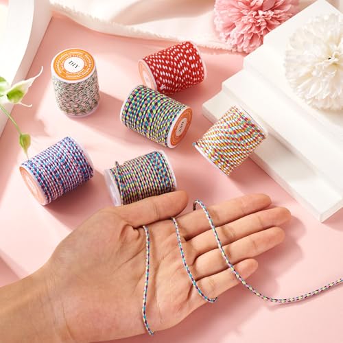 25.8 Yards 1.5mm 4-Ply Polycotton Cord Handmade Macrame Cord Metallic Beading Thread for Friendship Bracelet DIY Craft String Knitting Macrame Rope Wall Hangers Decoration - color: Mixed Color 2, size: 1.5mm