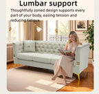 KEIKI 82" Oversized Luxury Velvet Chesterfield Sofa with 2 Pillows, Deep Button Tufted Backrest, Modern Style Gold Metal Accents 3-Seater Couch, Easy Assembly, for Living Room, Apartment, Cream White - color: Cream White, size: 82"