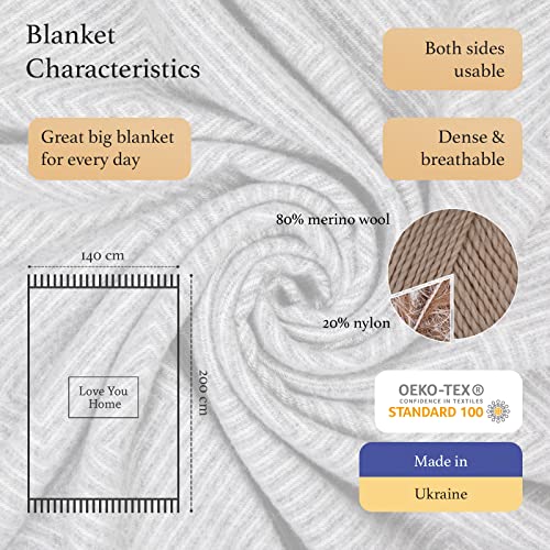LYHome Merino Wool Blanket - Warm Throw for Cold Weather, Warmest Travel Outdoor Camping Blankets, Picnic Army and Military Throws, Comforter Soft & Cozy (55" x 79" Grey with White Rhombus) - color: Grey With White Rhombus