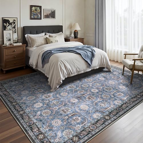 5x7 Area Rugs, Soft Non Slip Low Pile Washable Rug, Boho Modern Rug for Living Room, Bedroom, Dining Room, Blue - color: Blue, size: 5' x 7' (Rectangular)
