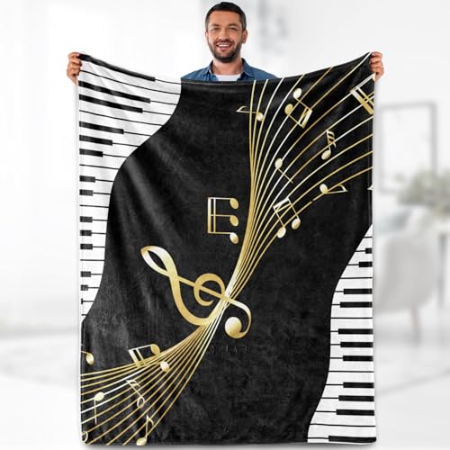 Aimego Music Blanket Gifts for Women Men Music Lovers Gifts Throw Blankets for Teacher Kids Musical Note Themed Piano Soft Cozy Bed Couch Plush Birthday Christmas Lightweight Blanket 50"x60" - color: Music