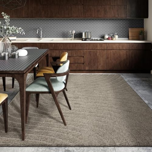 LUXE WEAVERS Modern Geometric Wave Taupe 4x6 Area Rug - color: Taupe, size: 4' x 6' (Rectangular)