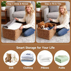 Tiita Pouf Ottoman and Foot Rest, Square Foam Stuffed Floor Pouf with Storag for Living Room, Brown - color: Square Brown