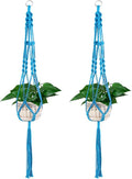 Vpang 2 Pack Colorful Cotton Macrame Plant Hanger, Outdoor Indoor Hanging Planter Basket Flower Pot Holder Boho Home Decor 40 Inch (Blue)