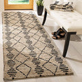 SAFAVIEH Bohemian Collection 2'6" x 8' Beige / Black BOH703Z Handmade Moroccan Tribal Jute Runner Rug - size: 2'6" x 8' (Runner)