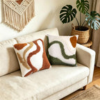 Booson Set of 2 Boho Decorative Throw Pillow Covers 18x18 Inch Tufting Couch Square Mid Century Textured Pillowcases Modern Cushion for Bedroom Sofa Farmhouse Decor