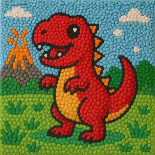Latch Hook Kits for Kids Adults DIY Rug Tapestry Kits with Printed Canvas Embroidery Kits Festival Christmas Gifts Home Decoration (Dinosaur) - color: Dinosaur