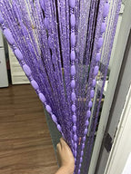 Door String Curtain Flat Silver Ribbon Thread with Shaggy Tassel Room Divider, 39’’x79’’ (Purple-style2) - color: Purple-style2