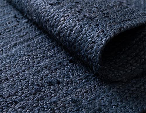 Unique Loom Braided Jute Collection Area Rug - Dhaka (5' 1" Round, Navy Blue) - color: Navy Blue, size: 5'1" (Round)