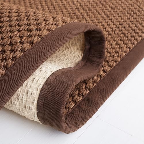 SAFAVIEH Natural Fiber Collection Runner Rug - 2'6" x 10', Chocolate, Sisal, Woven Design with Border (NF525D) - color: Chocolate, size: 2'6" x 10' (Runner)