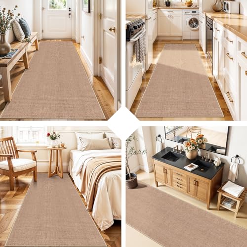 Jute 2x8 Runner Rug for Hallway: Washable Faux Jute Runners Indoor Farmhouse Style - Carpet Non-Slip Backing - Non Slip Narrow Floor Runners for Entryway Kitchen Living Room (Beige,2x8) - color: Beige, size: 2' x 8' (Rectangular)