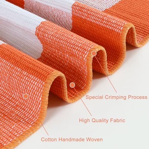 KIMODE Halloween Door Mat Outdoor 27.5"x43", Fall Decor Buffalo Plaid Outdoor Rug,Farmhouse Checkered Layered Welcome Door Mat for Entryway,Halloween Front Porch Decor,Orange and White - color: Orange/White, size: 2'4" x 3'7" (Rectangular)