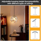 Modern Amber Concave Glass Pendant Light, Kitchen Island Lighting Single Globe Pendant Light Fixtures Century Kitchen Island Pendant Lighting for Bedroom Living Dining Room Light （Without Bulb） - color: Amber-1 Light-1PC
