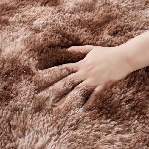 DETUM Runner Rug 2x6 Brown Tie-Dye Runner Rugs for Kitchen Bedroom Bedside Hallway Entryway Super Soft and Fluffy Carpets Washable Kids and Pets Friendly - color: Brown, size: 2 x 6 feet