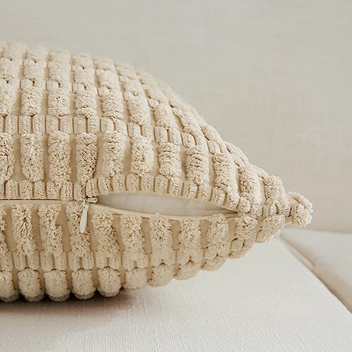Fancy Homi Decorative Throw Pillow Covers for Bed Couch Bedroom Bench, Soft Corduroy Solid Pillow Case, Rustic Farmhouse Boho Room Decor,20" x 12" (Pack of 1),Tan - color: Tan, size: 20" x 12" (Pack of 1)