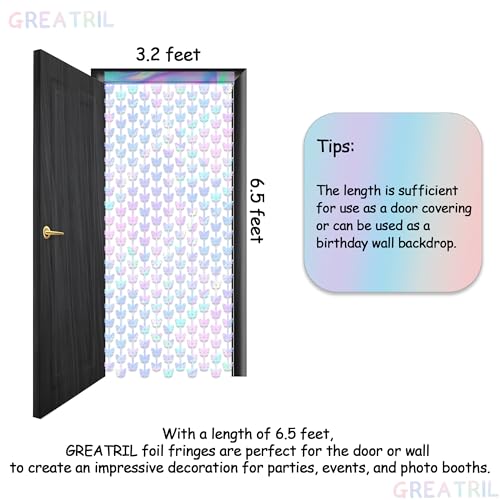 Iridescent Butterfly Fringe Party Backdrop - GREATRIL Fairy Streamers for Butterfly Princess Themed Birthdays Party Decoration - 3.2ft x 6.5ft - 2 Packs - color: Iridescent Butterfly