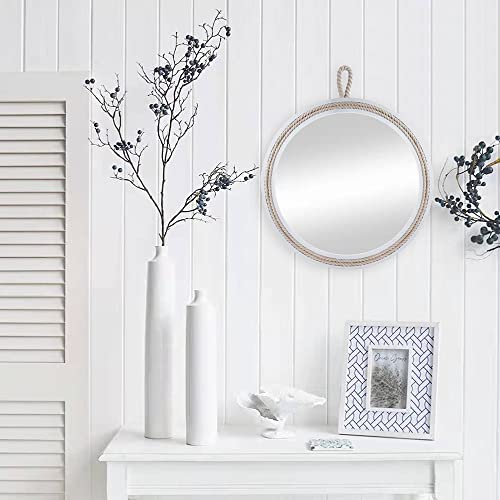 Small Decorative Mirror 11.4'' Round Hanging Mirror for Wall Nautical Rope Mirror for Bathroom Office Living Room All Occasions, White Accent 2 - size: 11.8"L x 11.8"W