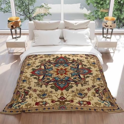 Boho Flower Throw Blanket for Couch Gifts for Women Bohemian Western Rustic Tribal Patterns Flannel Cozy Soft Thick Blankets Warm Plush Fleece Blanket for Bed Sofa 50" x 60" - size: 50" x 60"