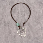 Leather Necklace for Women Long Boho Pendant Hippie Choker Necklace Bohemian Layered Leather Rope Wooden Jewelry Gifts - style: Large Boho Necklace