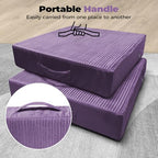 Large Floor Pillows for Adults, Thick Meditation Floor Cushions for Sitting Yoga, 22x22x5 Foam Seat Cushions Set of 2 for Furniture, Floor Pillow with Pleated Velvet Removable Cover, Lavender