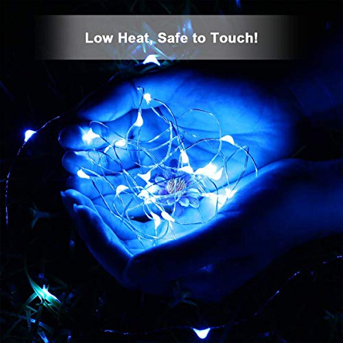 Ariceleo Led Fairy Lights Battery Operated, 2 Packs Mini Battery Powered Copper Wire Starry Fairy Lights for Bedroom, Christmas, Parties, Wedding, Centerpiece, Decoration (5m/16ft Blue) - color: Blue, size: 2 Pack