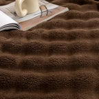 YUSOKI 3D Fleece Bubble Throw Blanket | 380GSM Ultra Soft Fluffy Plush | Non-Shedding Lightweight Cozy Blanket for Couch Sofa Bed | All Season(Brown,50 * 60inches) - color: Brown, size: Throw(50" x60")