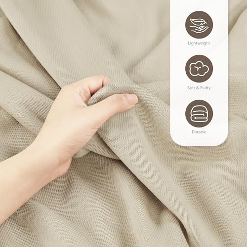 Utopia Bedding Knit Blanket King Size (90x102 Inches, Camel) Soft Lightweight Jersey Breathable Sweatshirt Blanket for Bed,Couch & Sofa - color: Camel, size: King