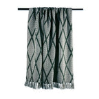 DII Diamond Throw Collection Fringed Woven Cotton Blanket, 50x60, Olive Green - color: Olive Green