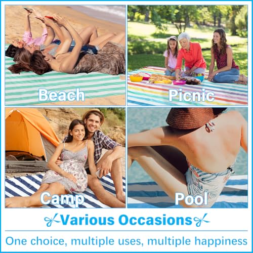 Vikumond Oversized Turkish Beach Towel Blanket XXL Cotton Sandproof Towels Boho Woven Extra Large Big Sand Free Giant Throw Blankets Huge Quilt XL Picnic Camping Necessities Cloud for Adult Gifts - color: Z Udarkblue Vertical Stripe, size: Xxxl(88x82 In,2