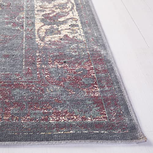 SAFAVIEH Vintage Collection Accent Rug - 4' x 5'7", Turquoise & Multi, Oriental Distressed Viscose Design, Ideal for High Traffic Areas in Entryway, Living Room, Bedroom (VTG117-2220)