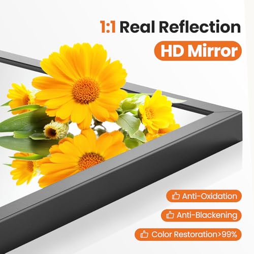 Sweetcrispy 38"x30" Arched Black Bathroom Mirrors for Wall, Bathroom Mirrors for Over Sink, Metal Framed with HD Shatter-Proof Glass for Entryway, Living Room, Bedroom, Home Decor - color: Black, size: 30"L x 38"W